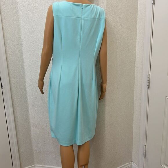 Calvin Klein Powder Baby Blue Scoop Neck Sleeveless Ruched Midi Dress Size 14 - Picture 7 of 12